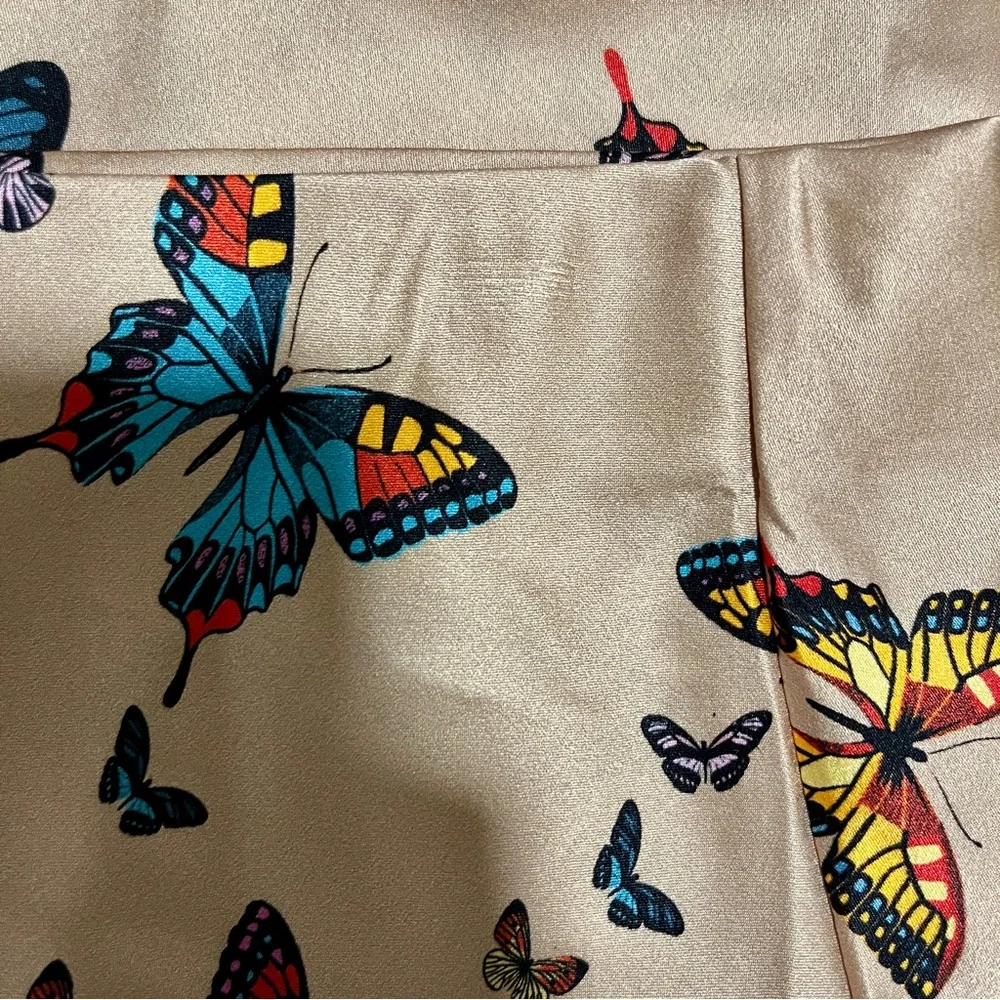 Cami NYC Aviva Butterfly Print Silk Charmeuse Beige Mini Skirt - Picture 11 of 11